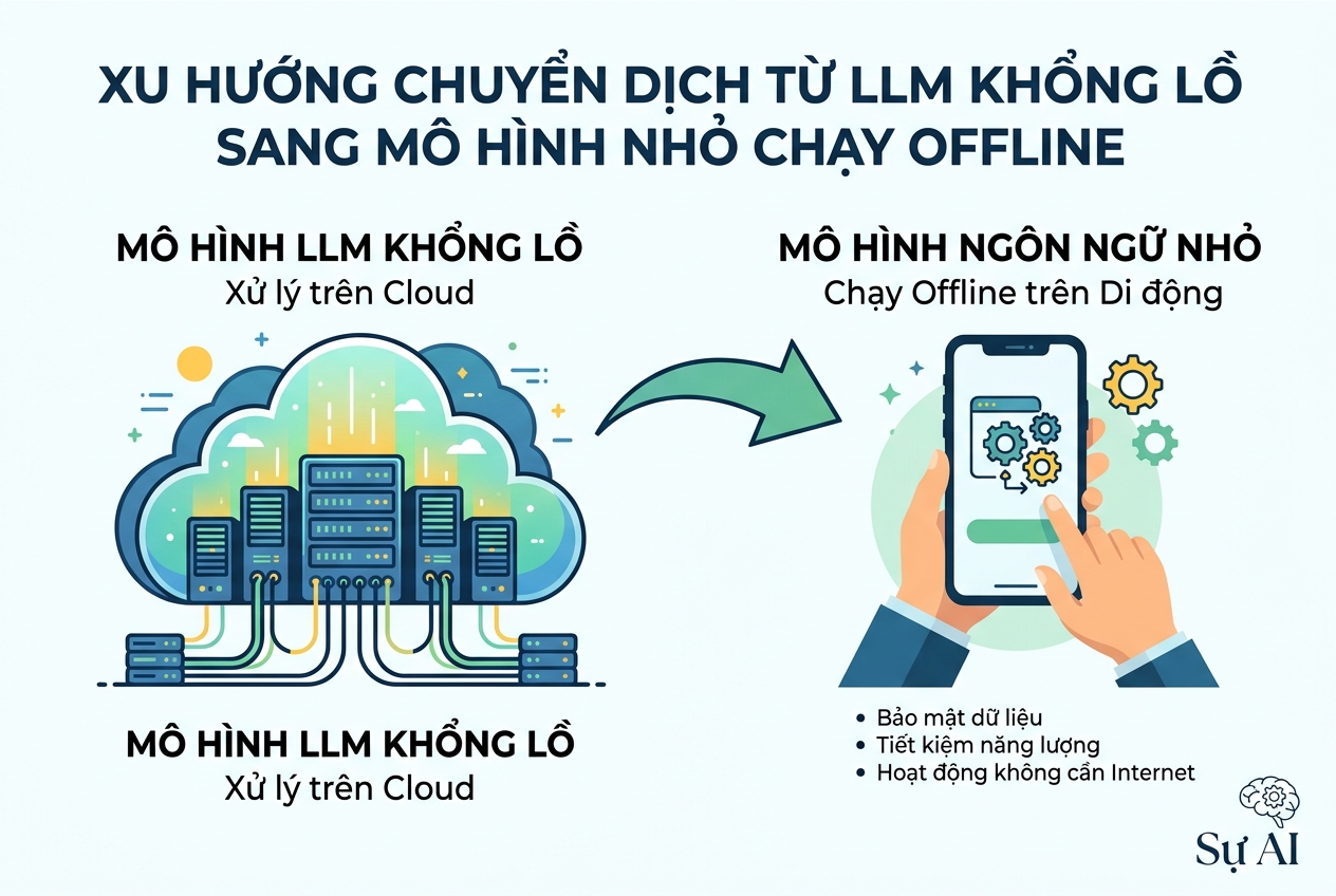Xu hướng chuyển dịch từ LLM khổng lồ sang mô hình ngôn ngữ nhỏ chạy offline trên di động