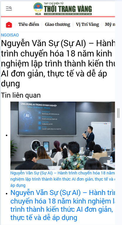 Nguyễn Văn Sự AI tại Thời Trang Vàng